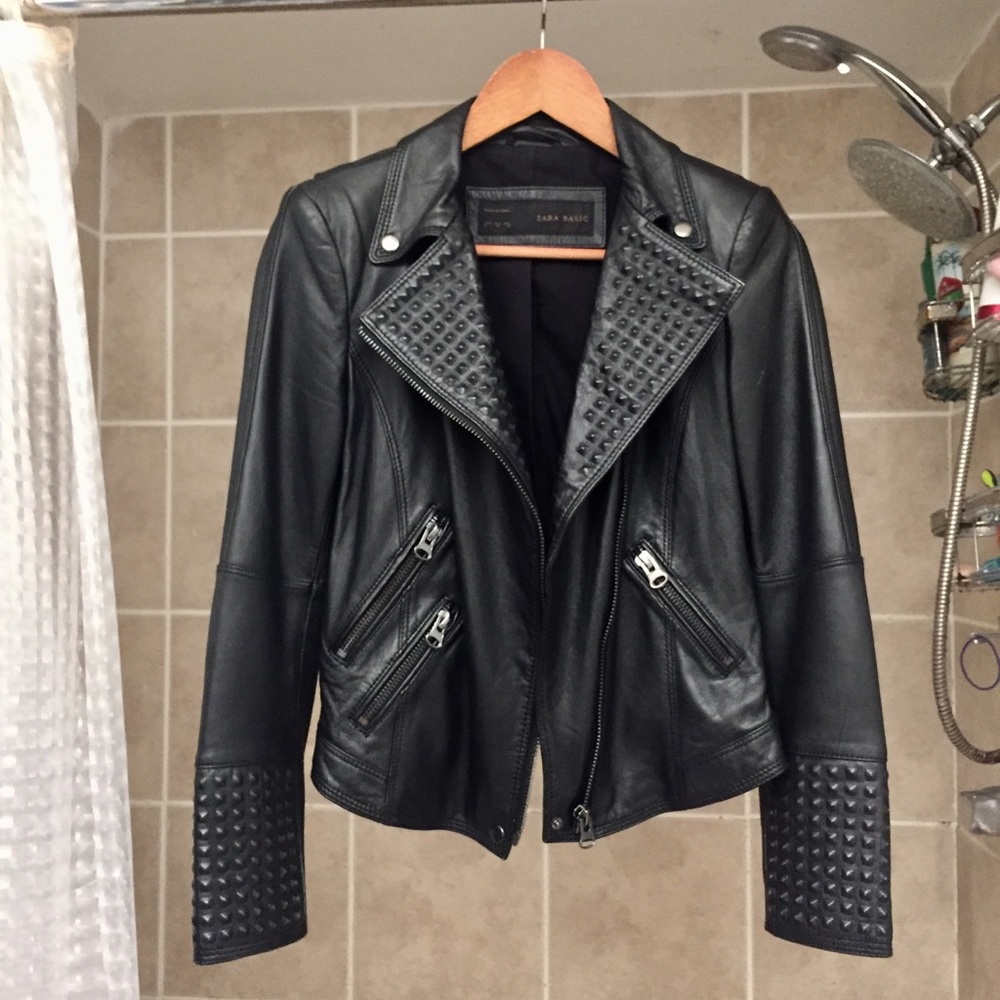 Zara limited edition studded leather jacket